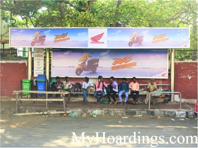 Hoardings rates in Chennai, Bus Shelters at Pallavan Salai Bus stop in Chennai, Flex Banner TN